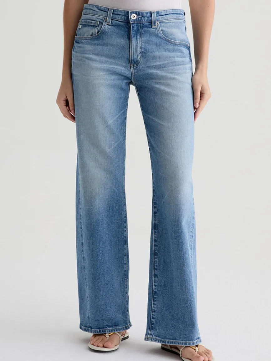 AG Jeans Adria Twisted Leg Low-Rise Wide Leg in Helios