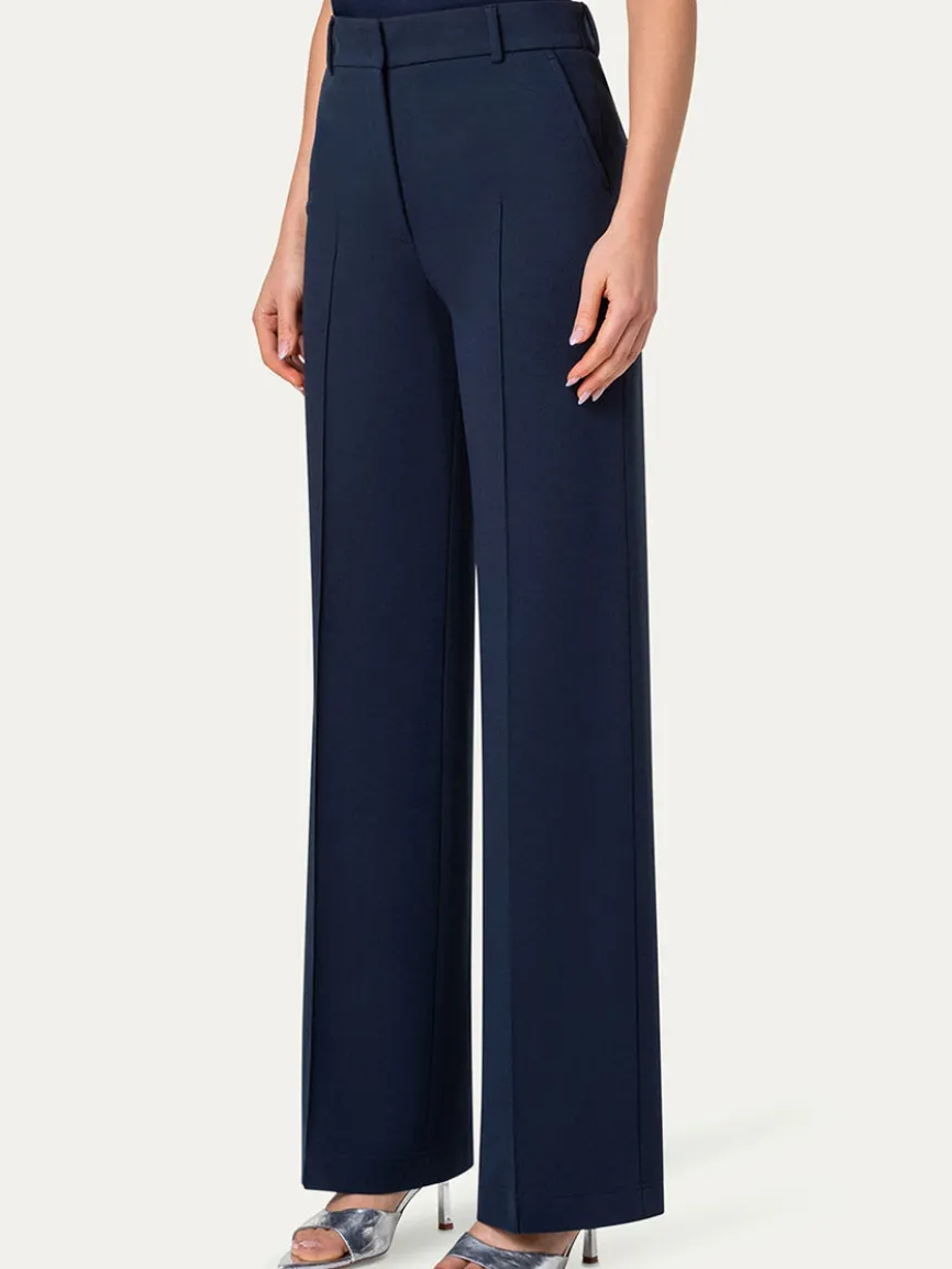 Akris Punto Chiaro Jersey Straight Leg Pant in Navy