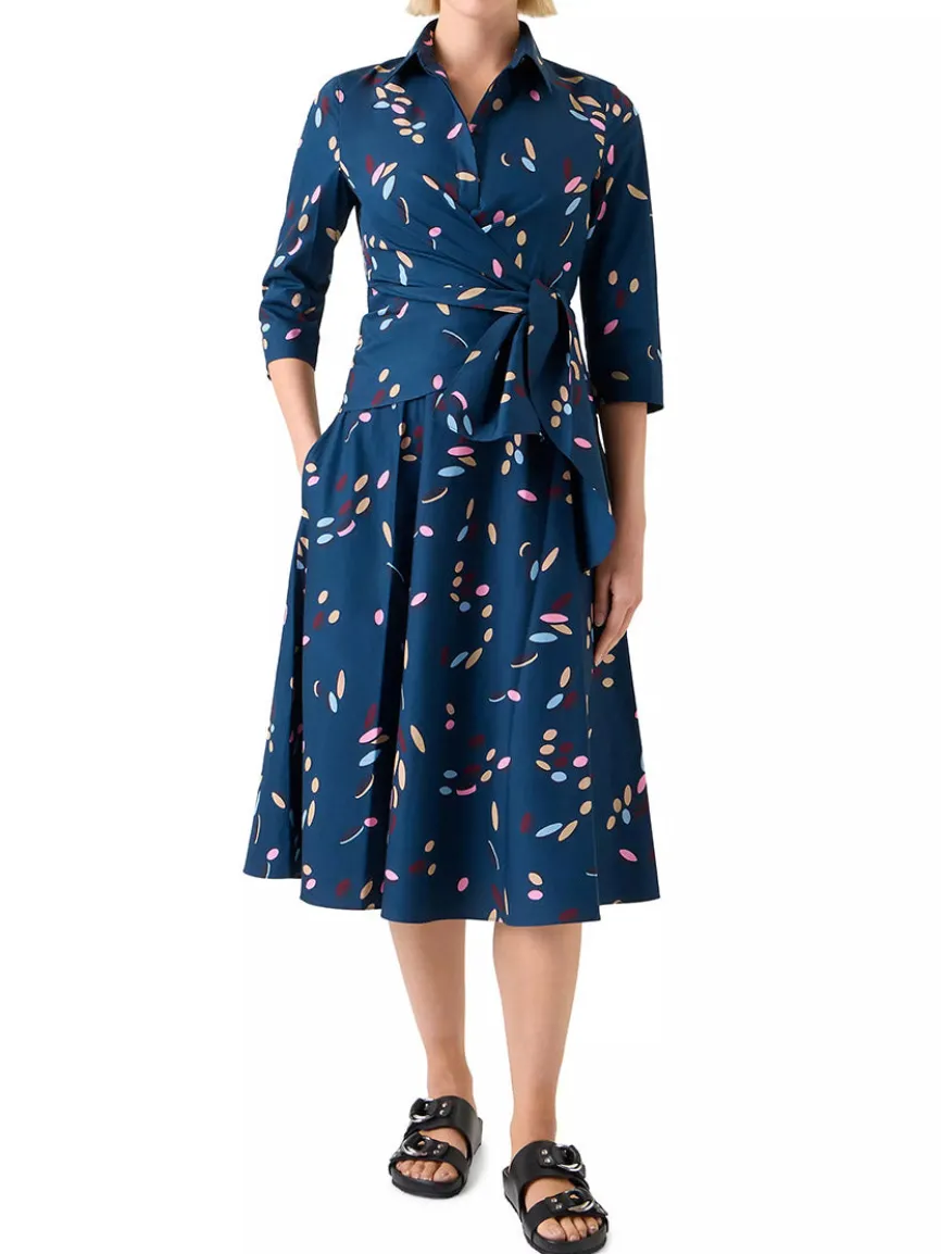 Akris Punto Confetti Print Wrap Dress in Ink Multi