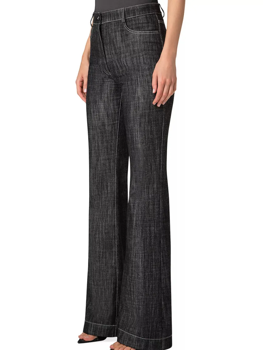 Akris Punto Courtney High-Rise Boot-Cut Jeans in Black Denim