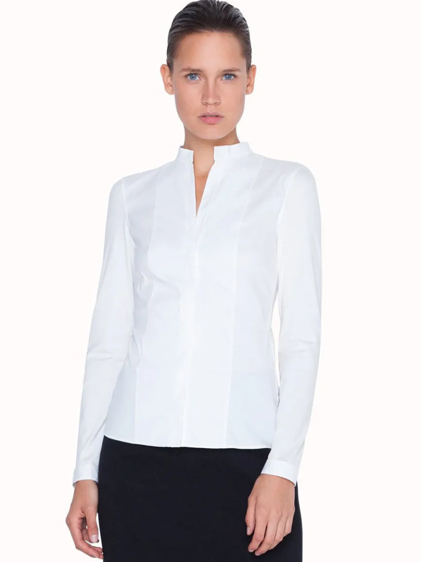 Akris Punto Elements Long Sleeve Blouse in White