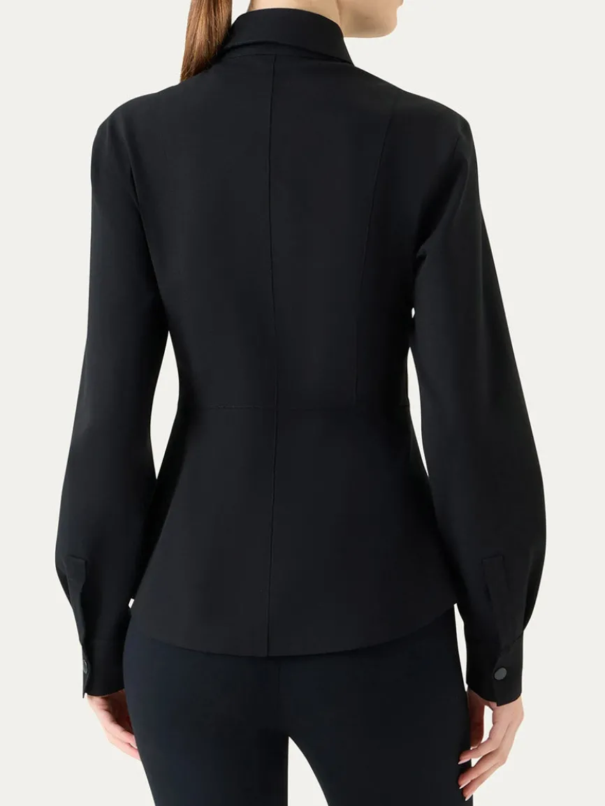 Akris Punto Signature Viscose Jersey Slim Shirt in Black