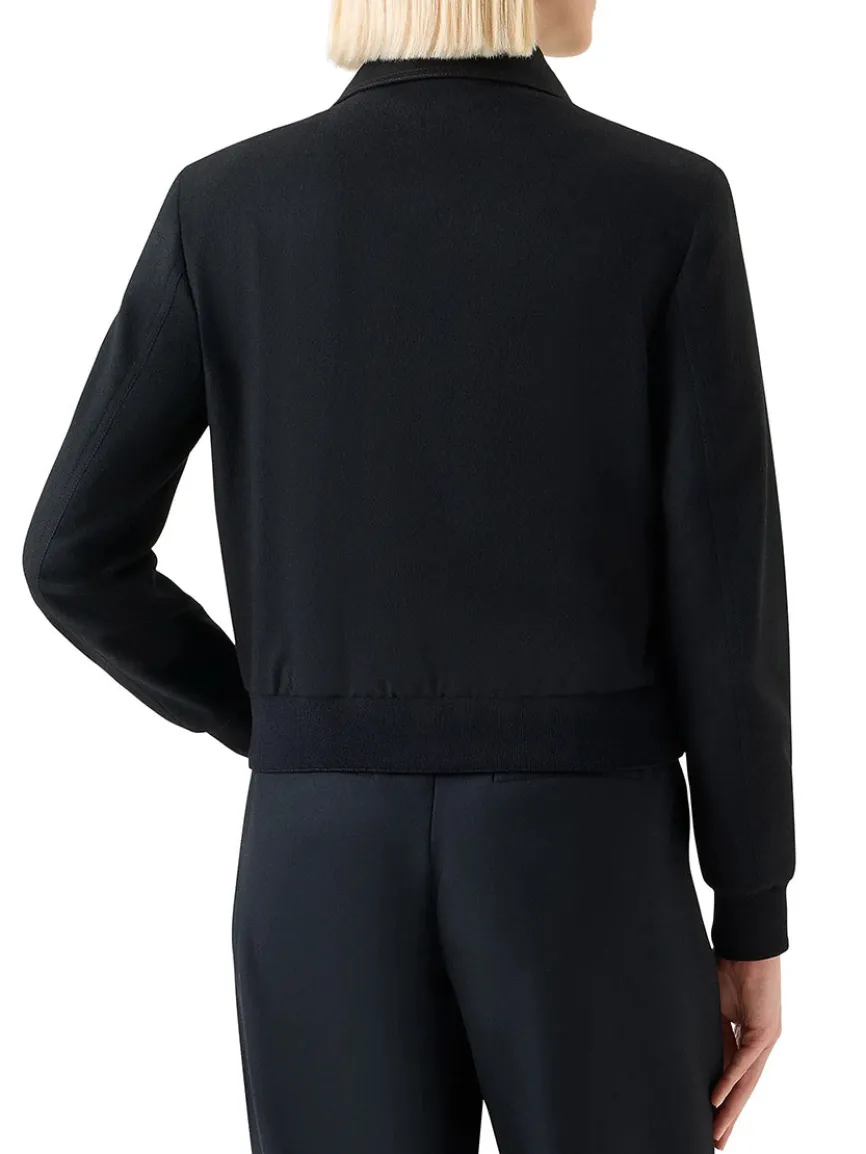 Akris Punto Virgin Wool Short Bomber Jacket in Black