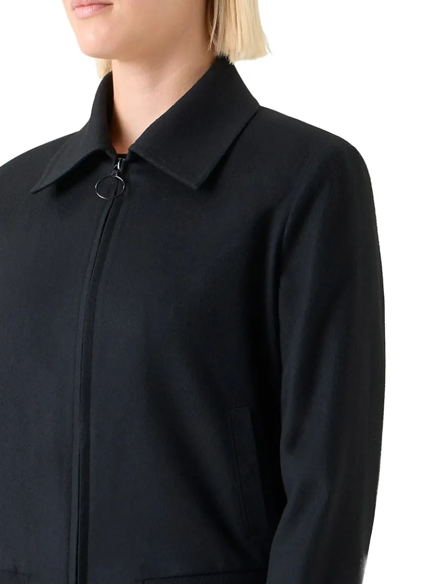 Akris Punto Virgin Wool Short Bomber Jacket in Black