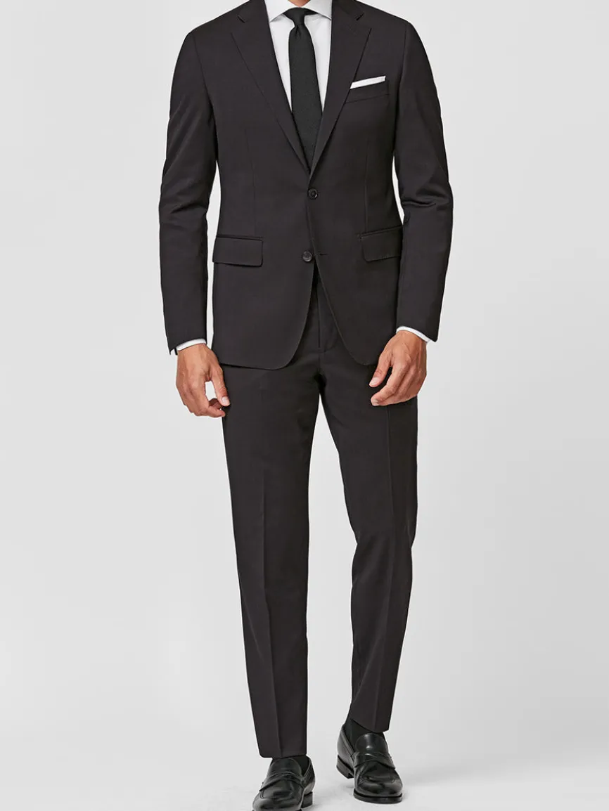 Atelier Munro Black Twill 4-Season Wool Stretch Suit