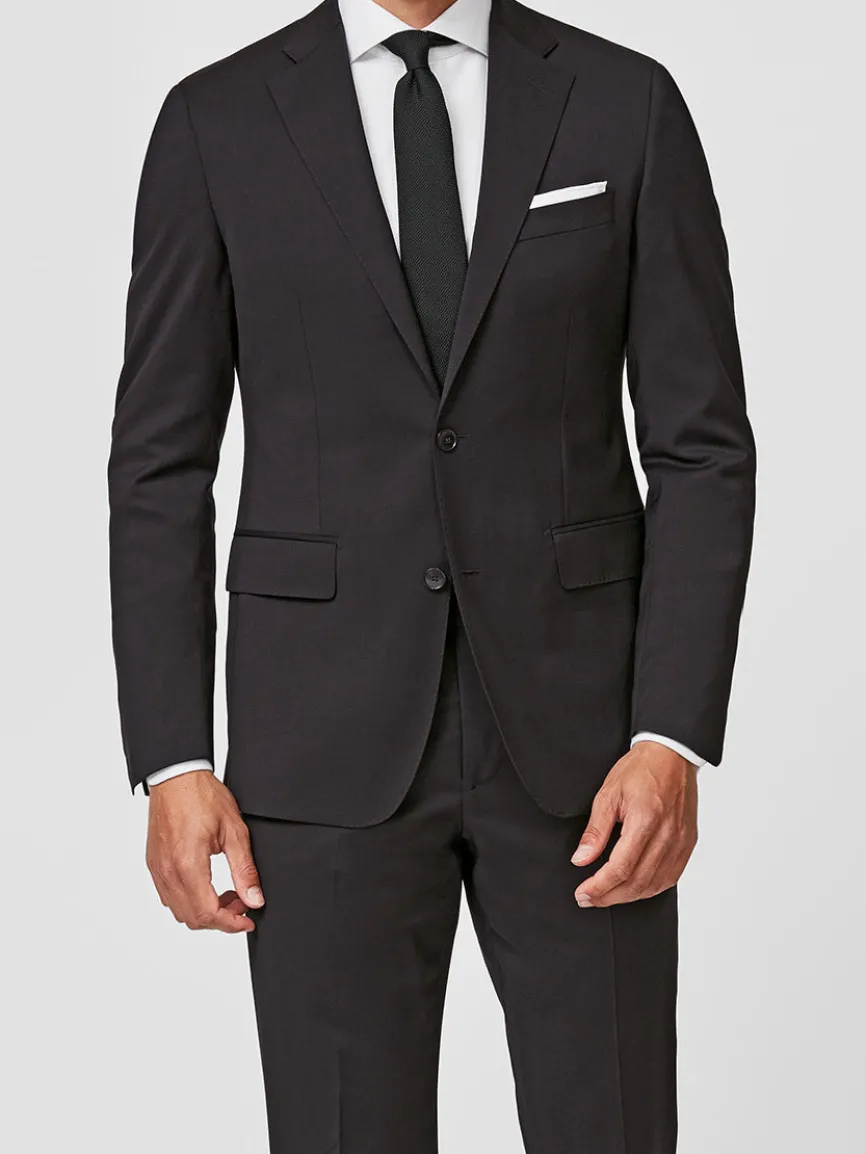 Atelier Munro Black Twill 4-Season Wool Stretch Suit