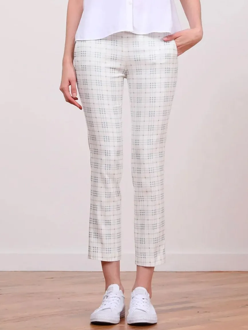 Avenue Montaigne Lulu Plaid Blue Ankle Slim Pant