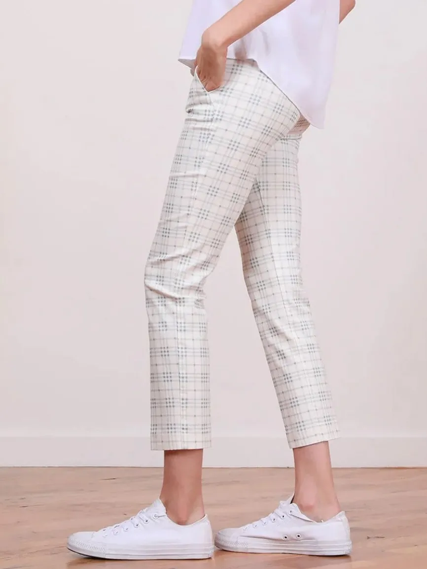 Avenue Montaigne Lulu Plaid Blue Ankle Slim Pant