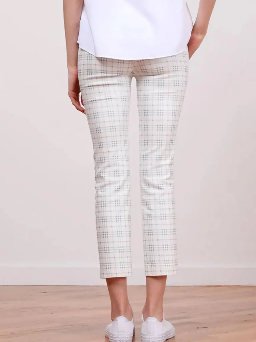 Avenue Montaigne Lulu Plaid Blue Ankle Slim Pant
