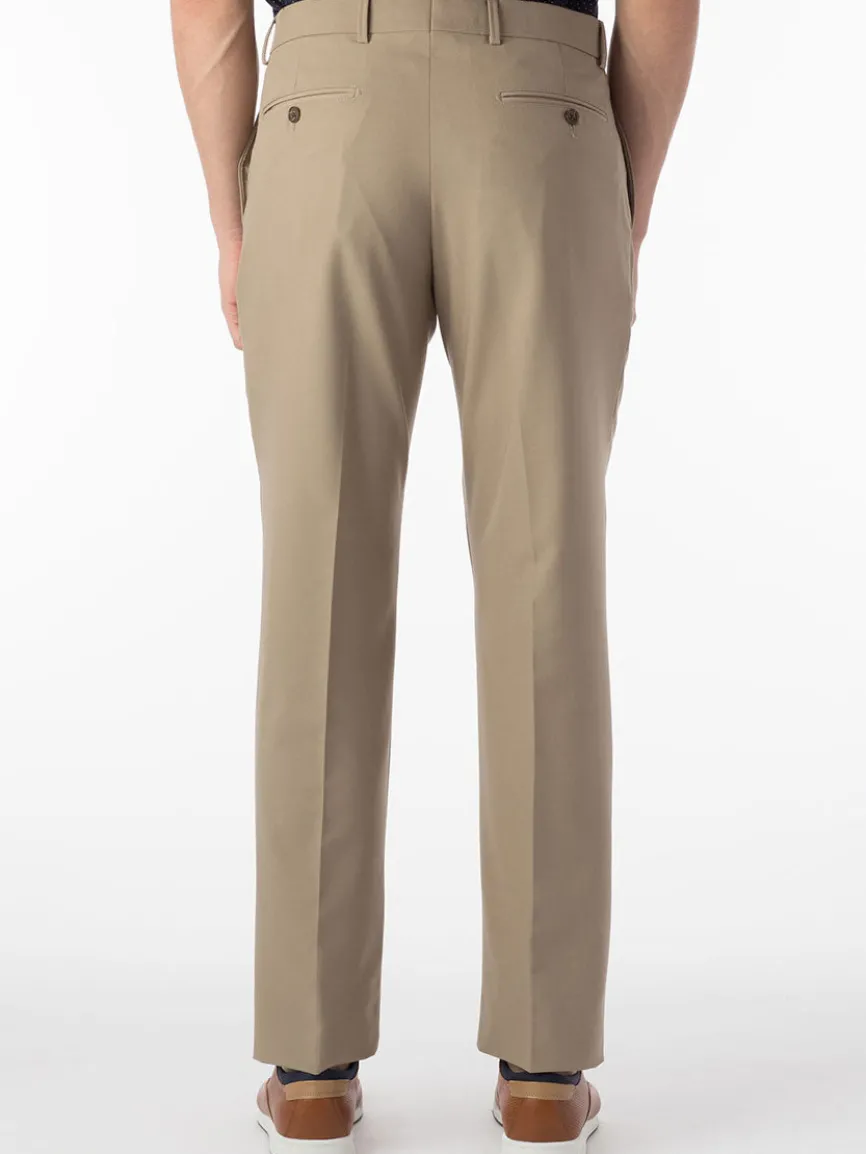 Ballin Connor Comfort 'EZE' Modern Flat Front Pant in Khaki