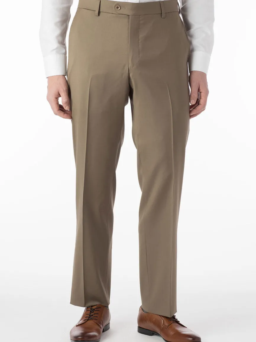 Ballin Houston Super 130s Modern Flat Front Pant in British Tan