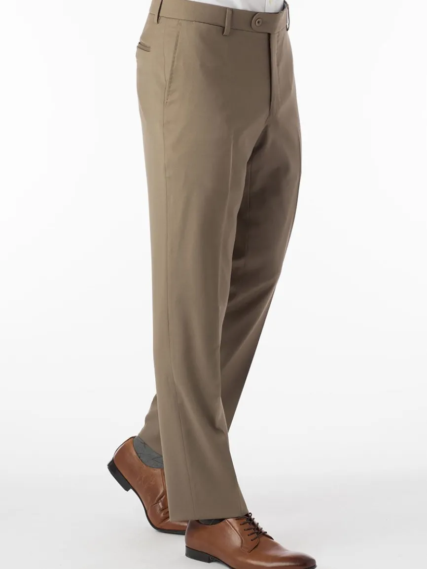 Ballin Houston Super 130s Modern Flat Front Pant in British Tan