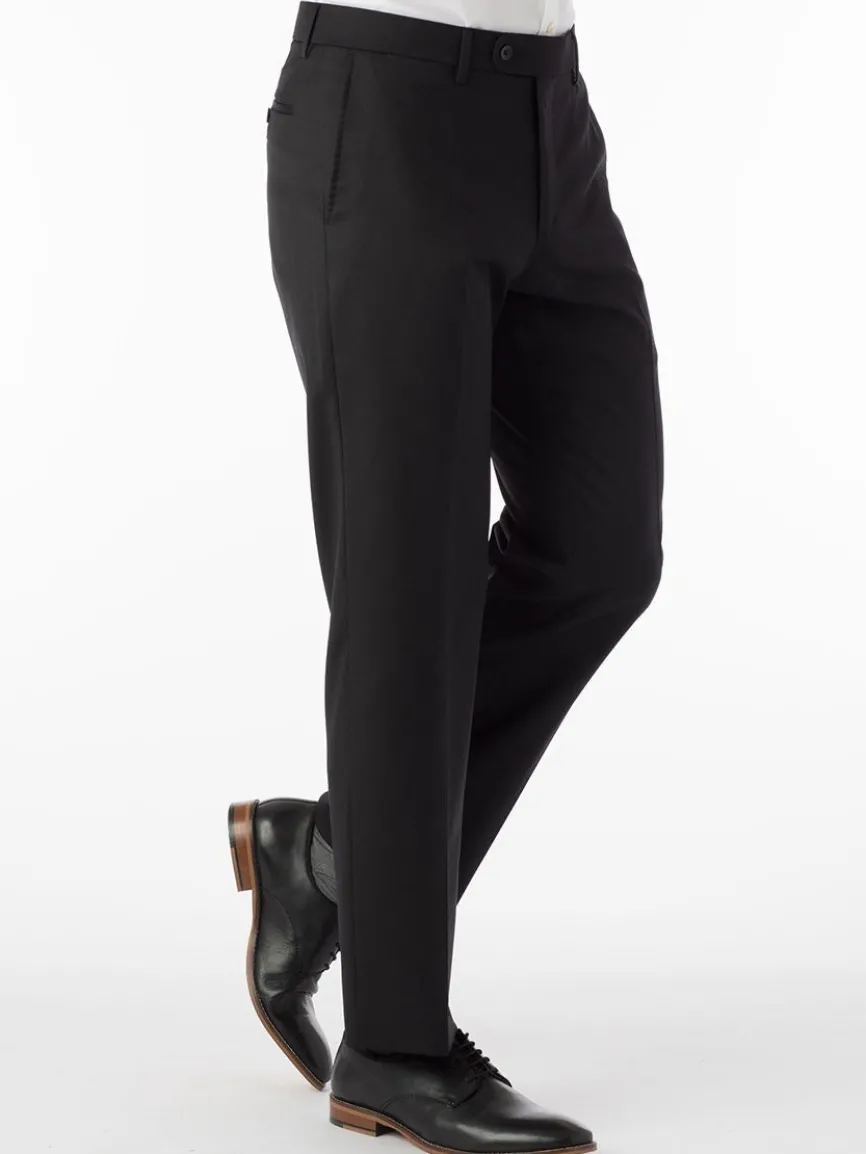 Ballin Houston Super 130s Modern Flat Front Pant in Black