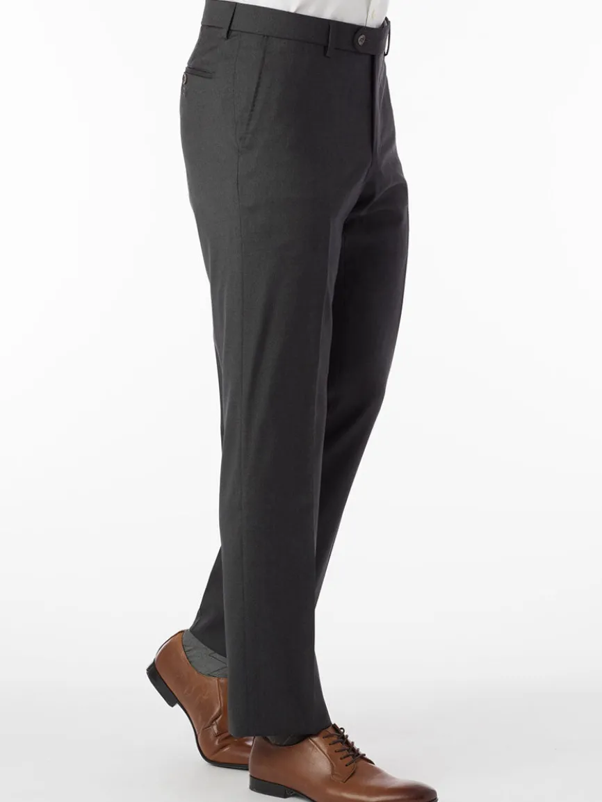 Ballin Houston Super 130s Modern Flat Front Pant in Charcoal