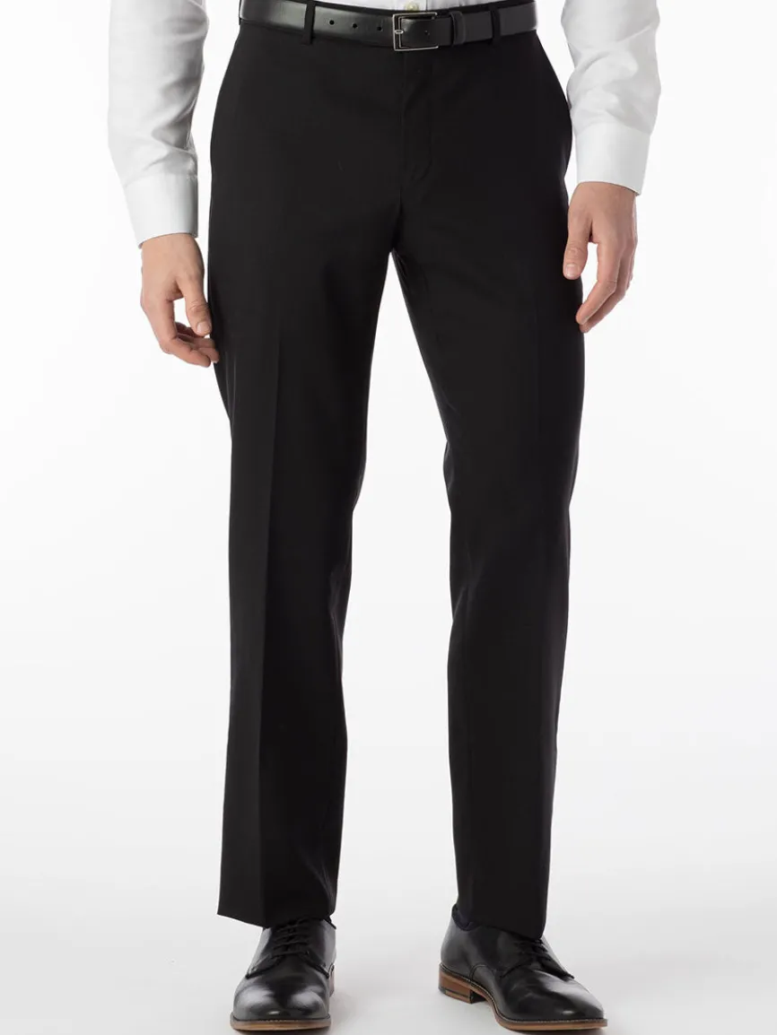 Ballin Soho Comfort 'EZE' Super 120s Modern Flat Front Twill Pant in Black