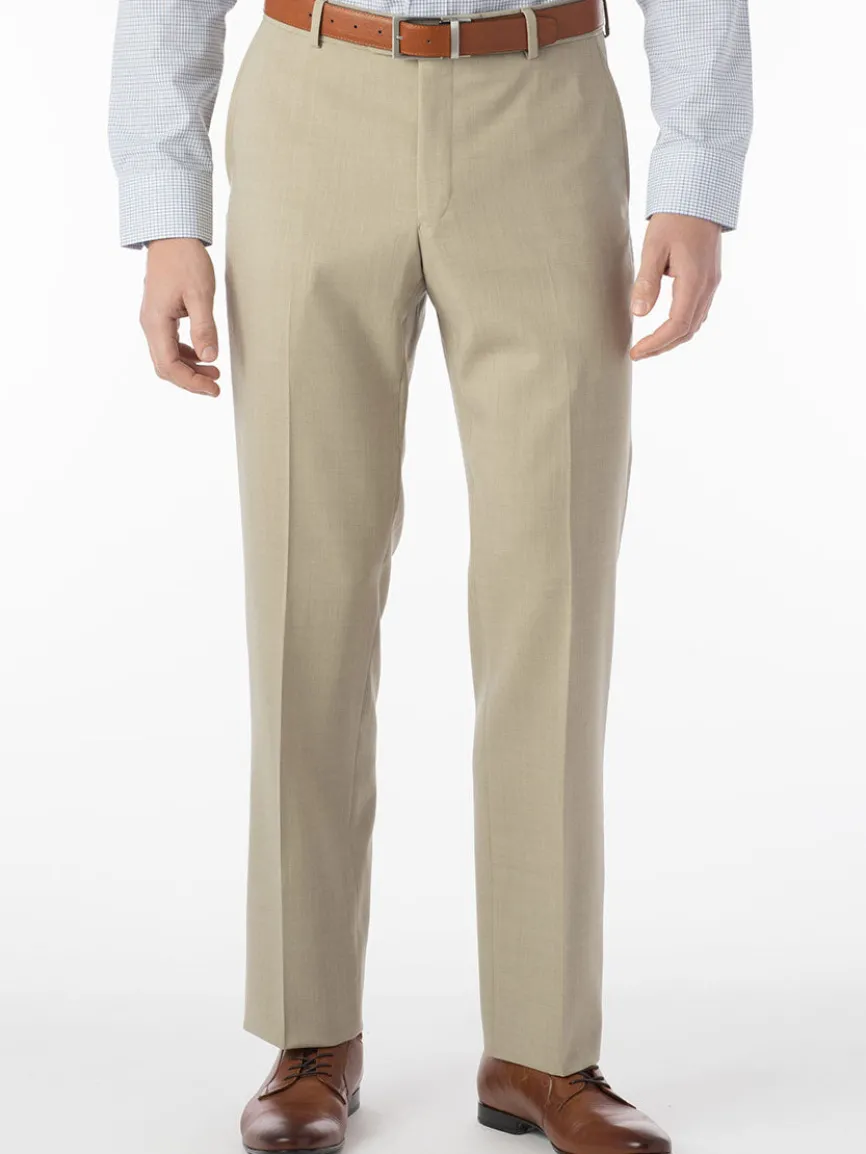 Ballin Soho Comfort 'EZE' Super 120s Modern Flat Front Twill Pant in Khaki