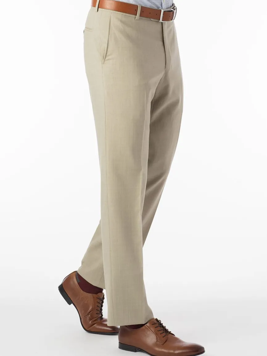 Ballin Soho Comfort 'EZE' Super 120s Modern Flat Front Twill Pant in Khaki