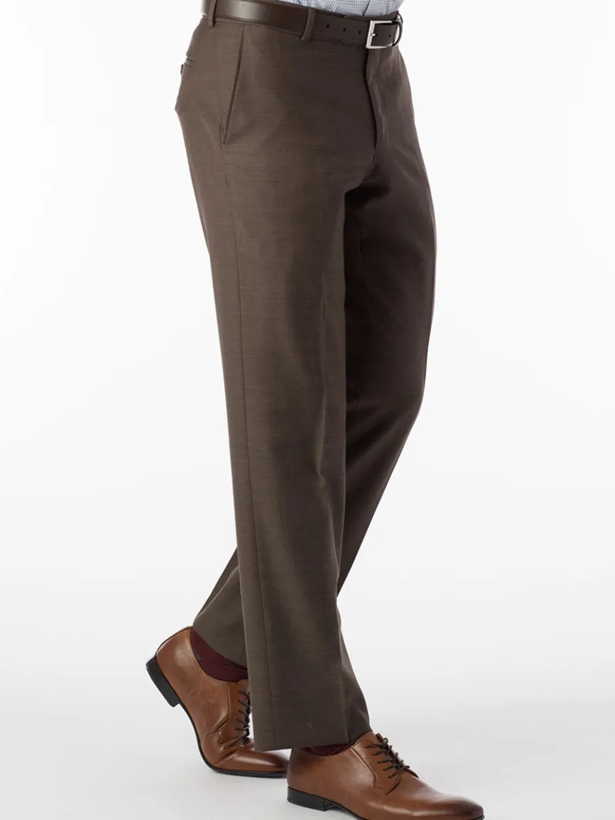 Ballin Soho Comfort 'EZE' Sharkskin Modern Flat Front Pant in Chestnut