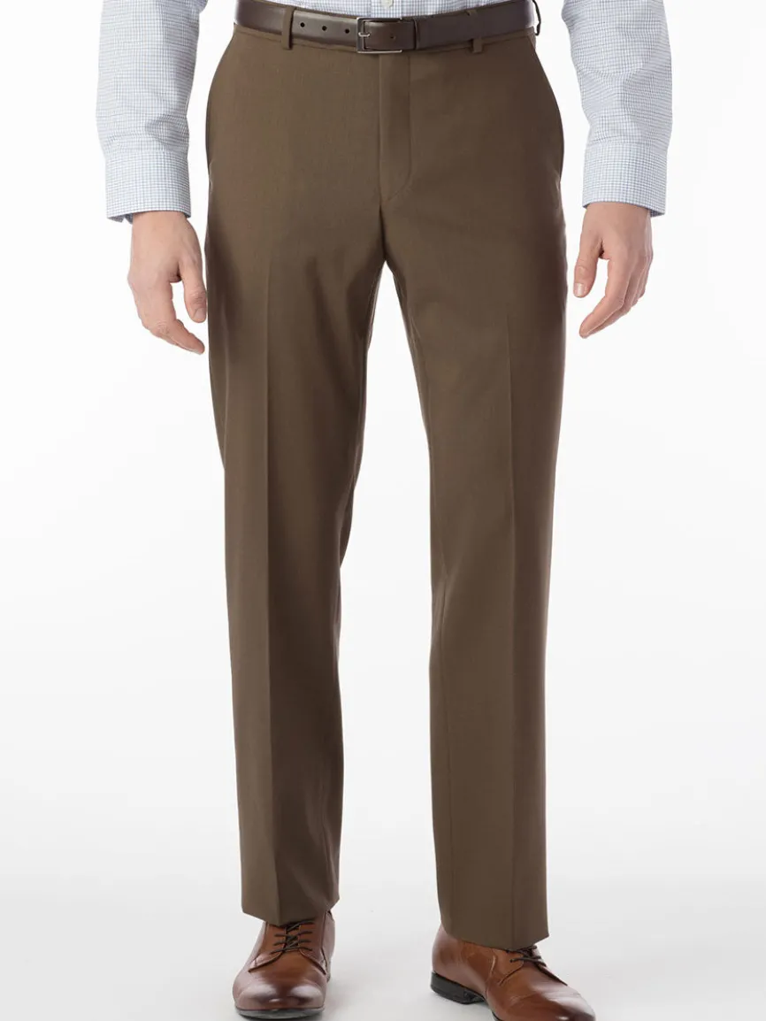 Ballin Soho Comfort 'EZE' Super 120s Modern Flat Front Twill Pant in Saddle