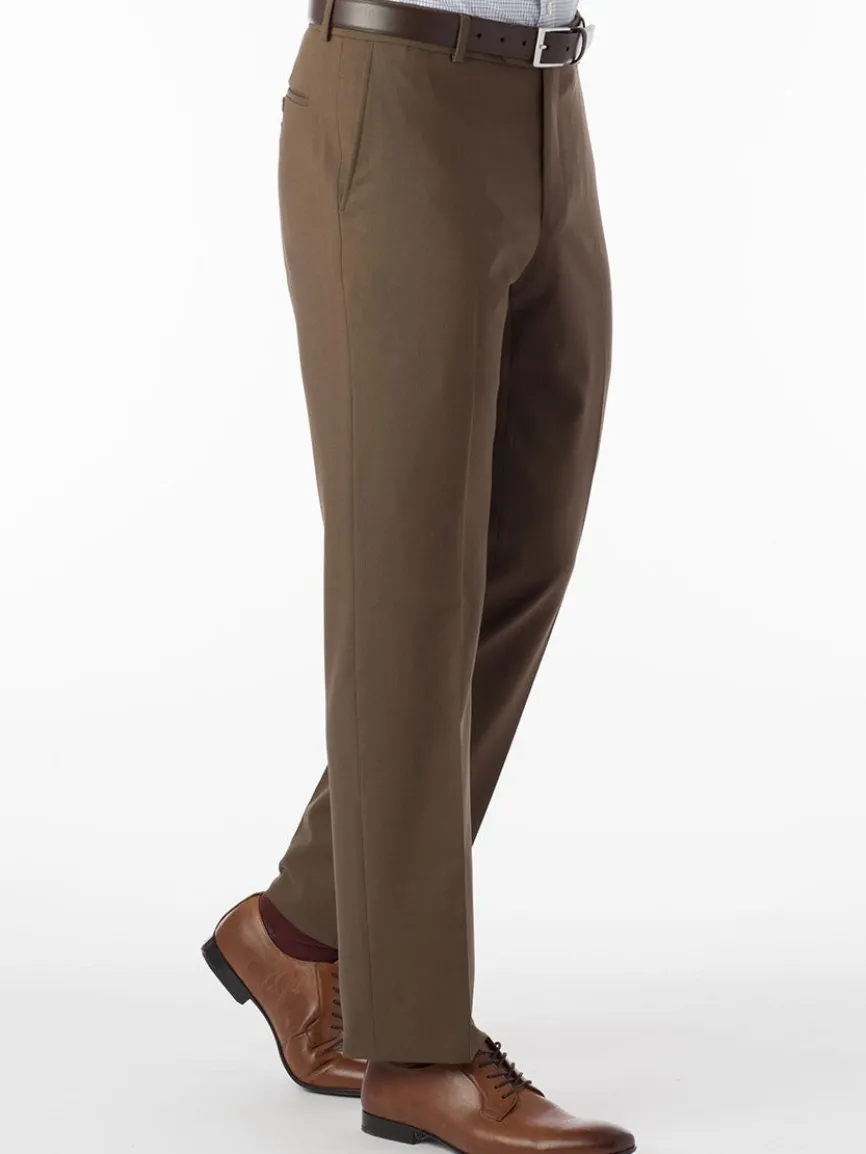 Ballin Soho Comfort 'EZE' Super 120s Modern Flat Front Twill Pant in Saddle