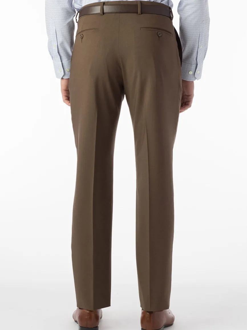 Ballin Soho Comfort 'EZE' Super 120s Modern Flat Front Twill Pant in Saddle