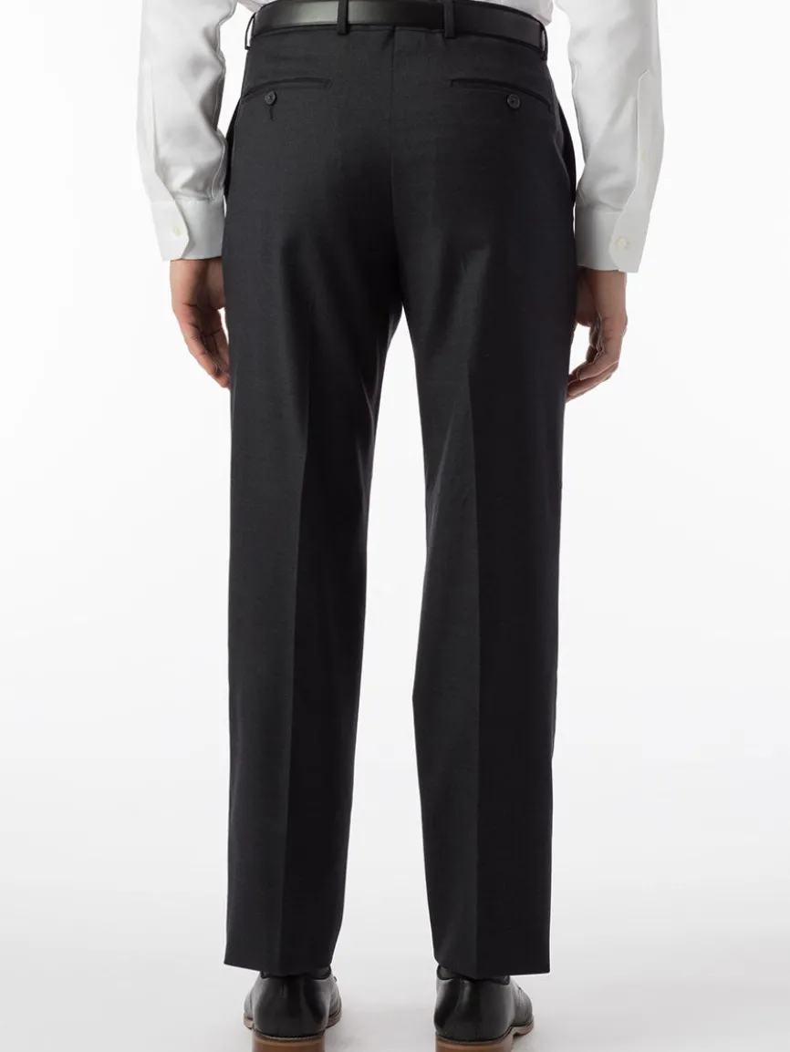 Ballin Soho Comfort 'EZE' Super 120s Modern Flat Front Pant in Charcoal