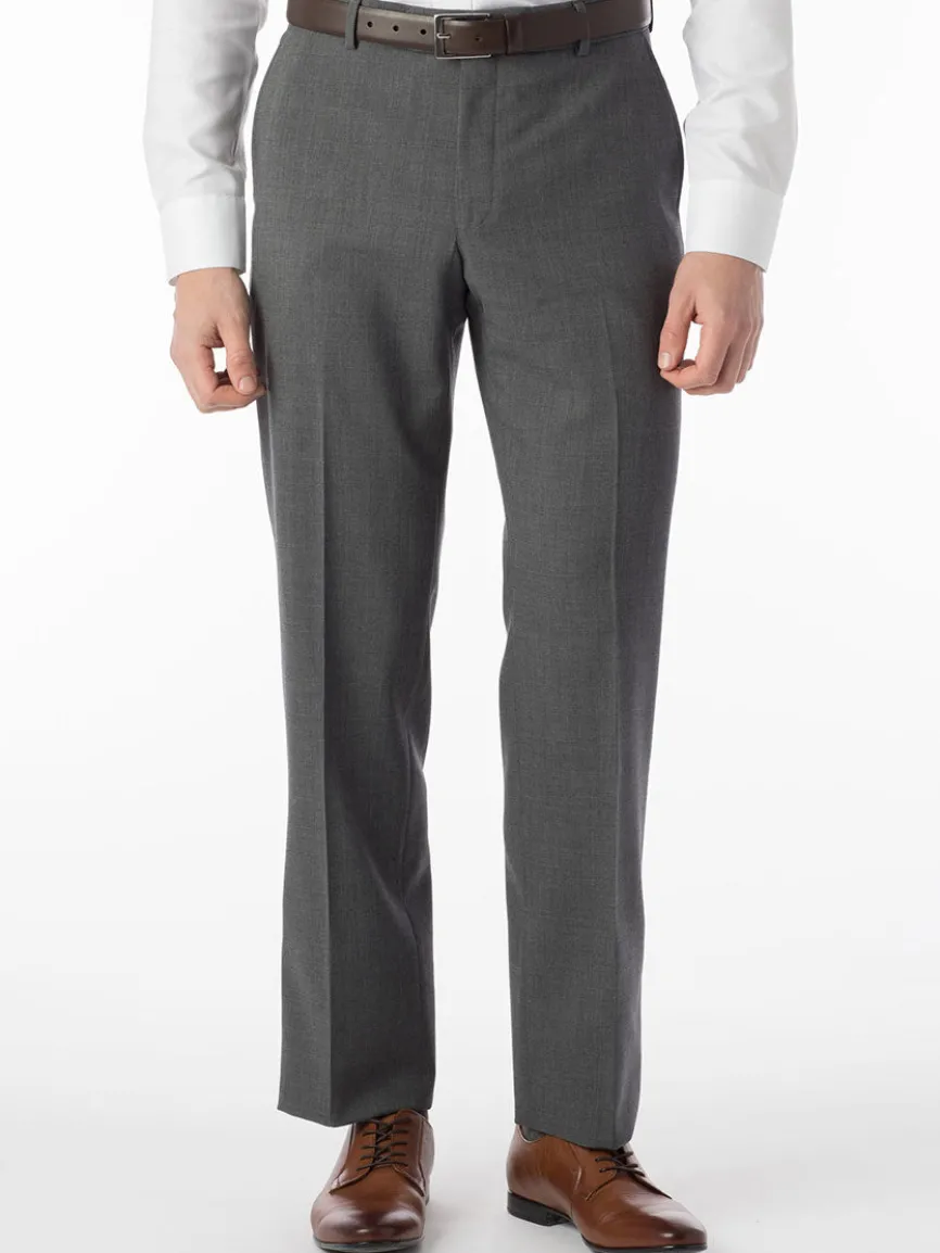 Ballin Soho Comfort 'EZE' Super 120s Modern Flat Front Twill Pant in Mid Grey