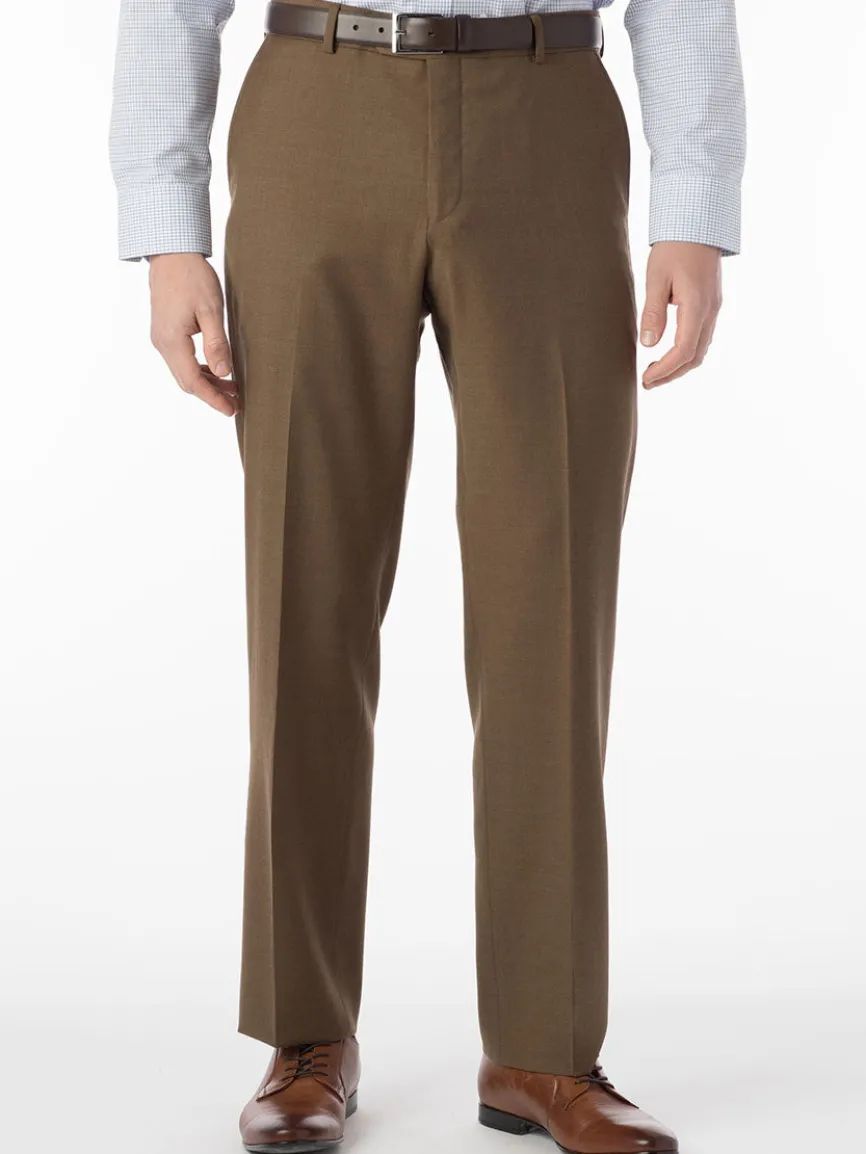 Ballin Soho Comfort 'EZE' Super 120s Modern Flat Front Pant in Tobacco