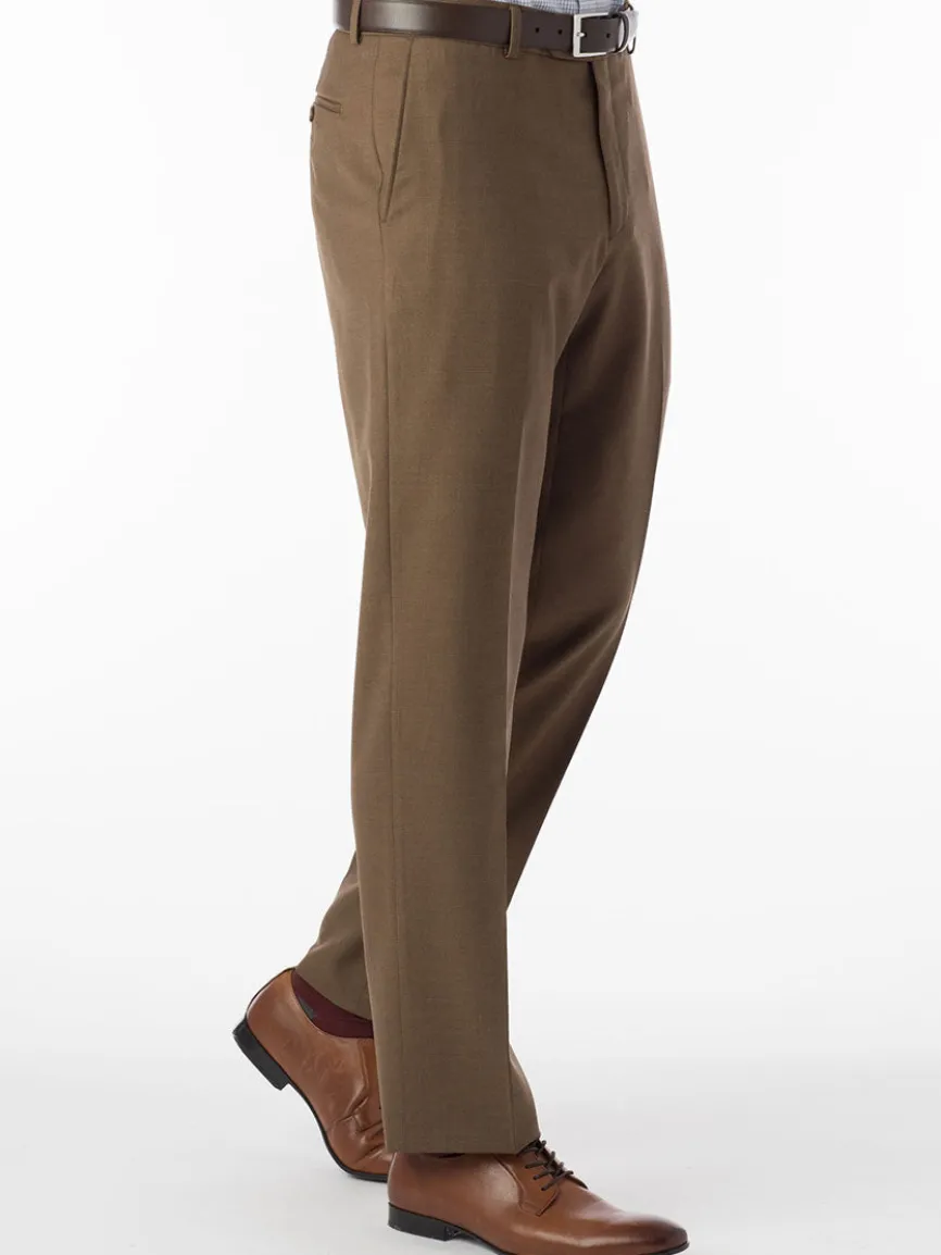 Ballin Soho Comfort 'EZE' Super 120s Modern Flat Front Pant in Tobacco