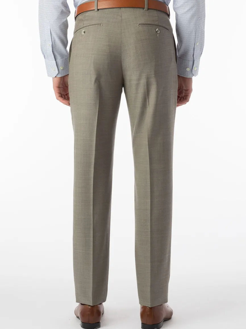 Ballin Soho Comfort 'EZE' Sharkskin Modern Flat Front Pant in British Tan