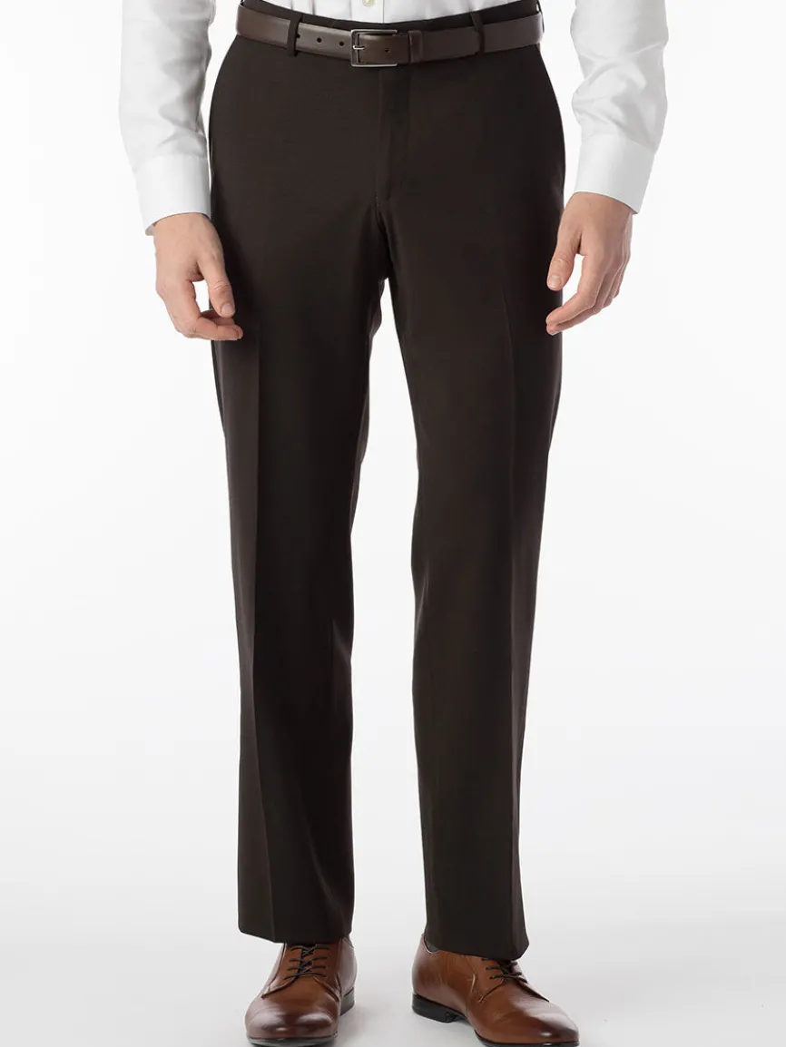 Ballin Theo Comfort 'EZE' Modern Flat Front Pant in Brown