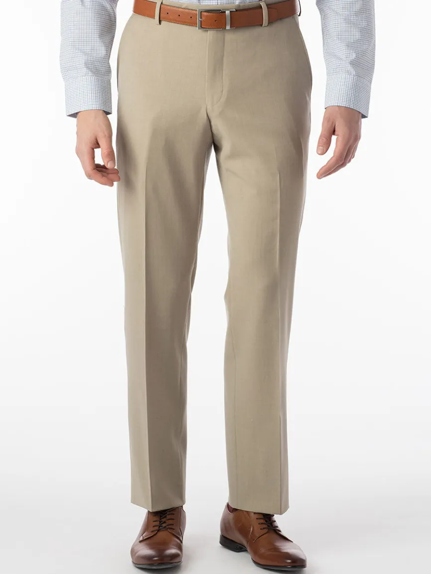 Ballin Theo Comfort 'EZE' Modern Flat Front Pant in Oatmeal