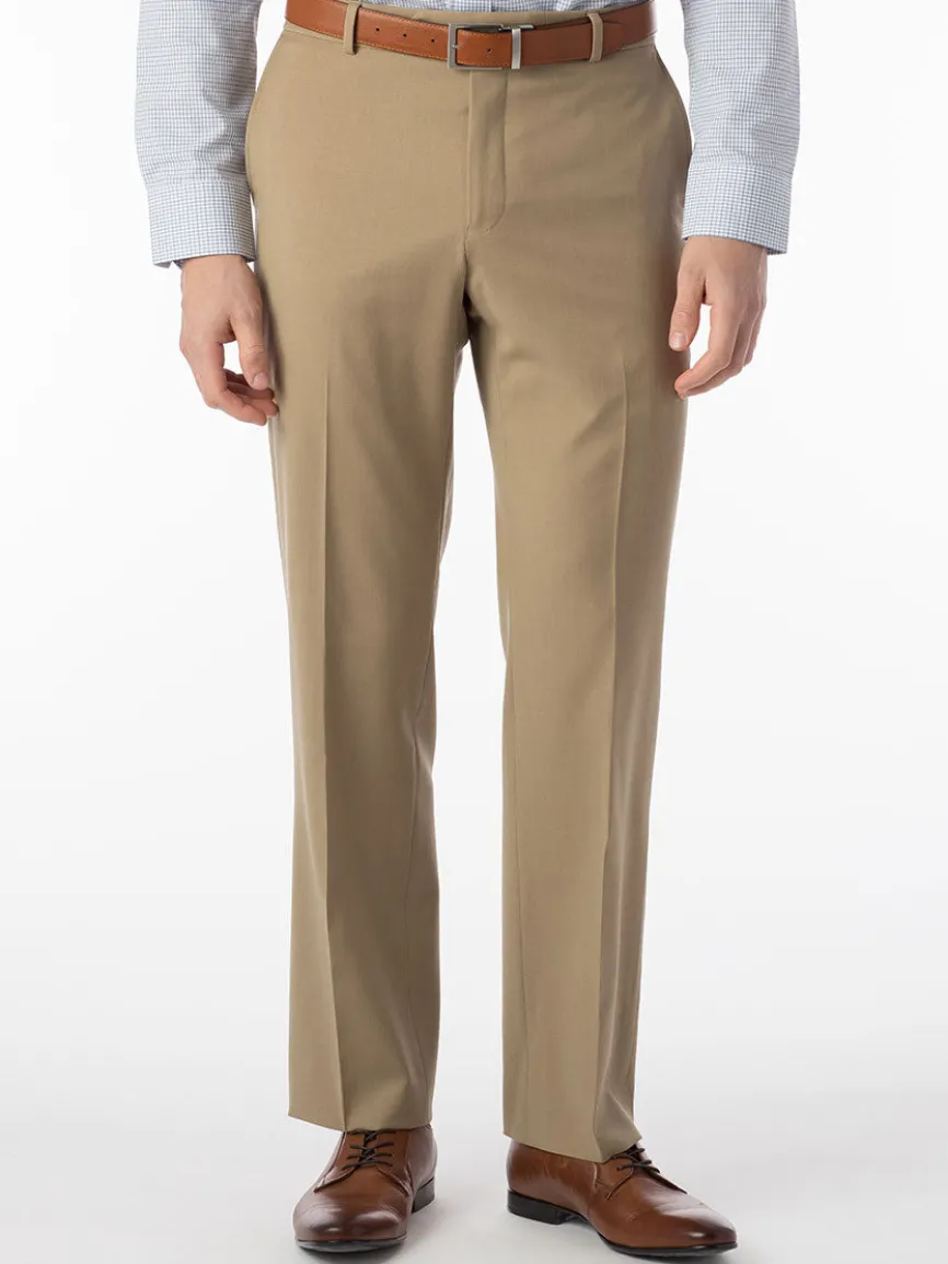 Ballin Theo Comfort 'EZE' Modern Flat Front Pant in Tan