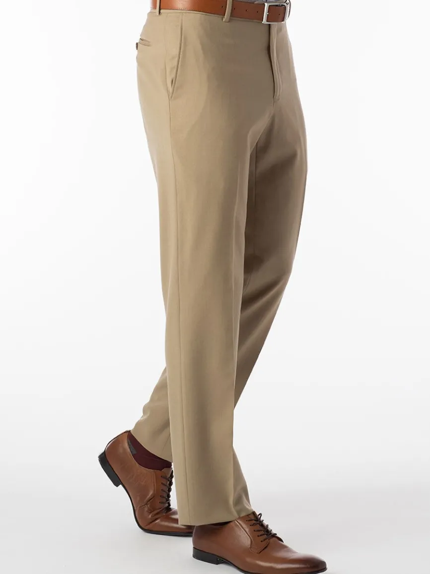 Ballin Theo Comfort 'EZE' Modern Flat Front Pant in Tan