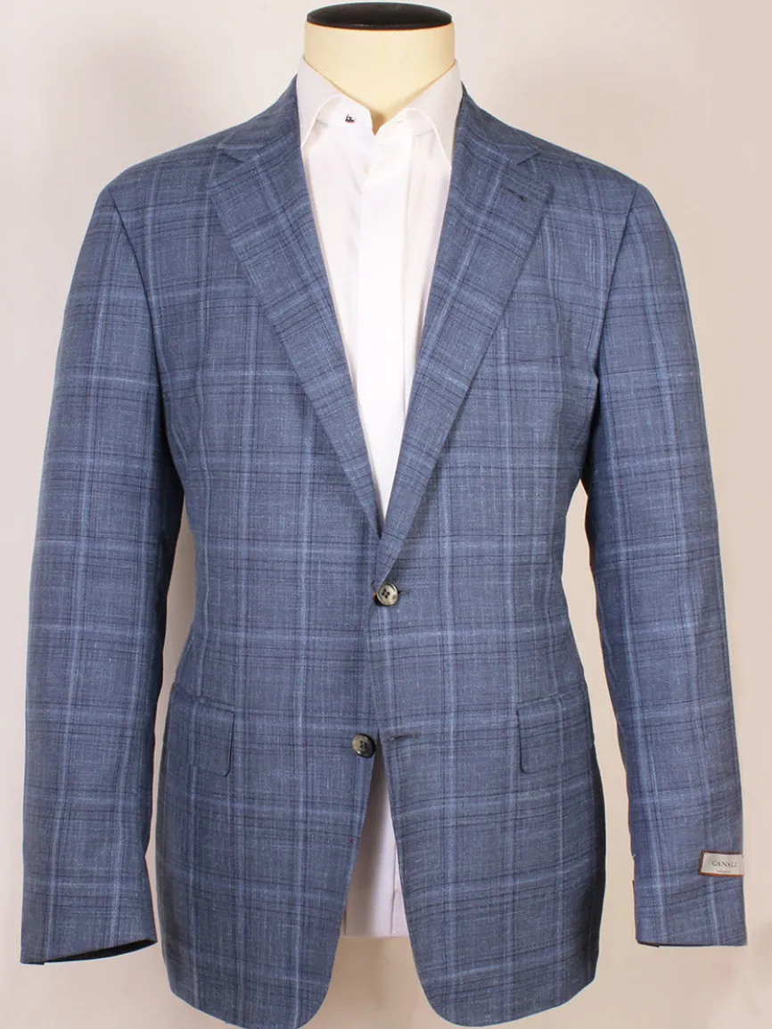 Canali Flap Pocket Sport Jacket in Blue Plaid