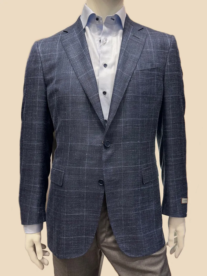 Canali Flap Pocket Sport Jacket in Blue/White Plaid