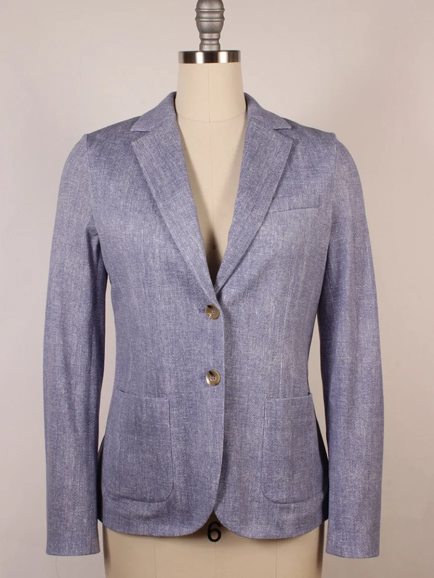 Circolo 1901 2-Button Slim Herringbone Jacket in Dark Sky