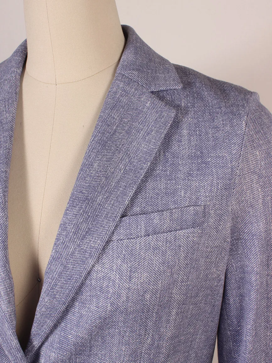 Circolo 1901 2-Button Slim Herringbone Jacket in Dark Sky