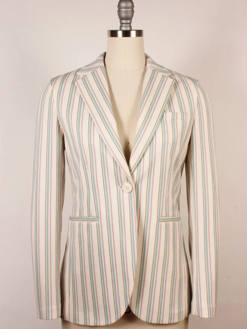 Circolo 1901 1-Button Slim Stripe Jacket in Laguna