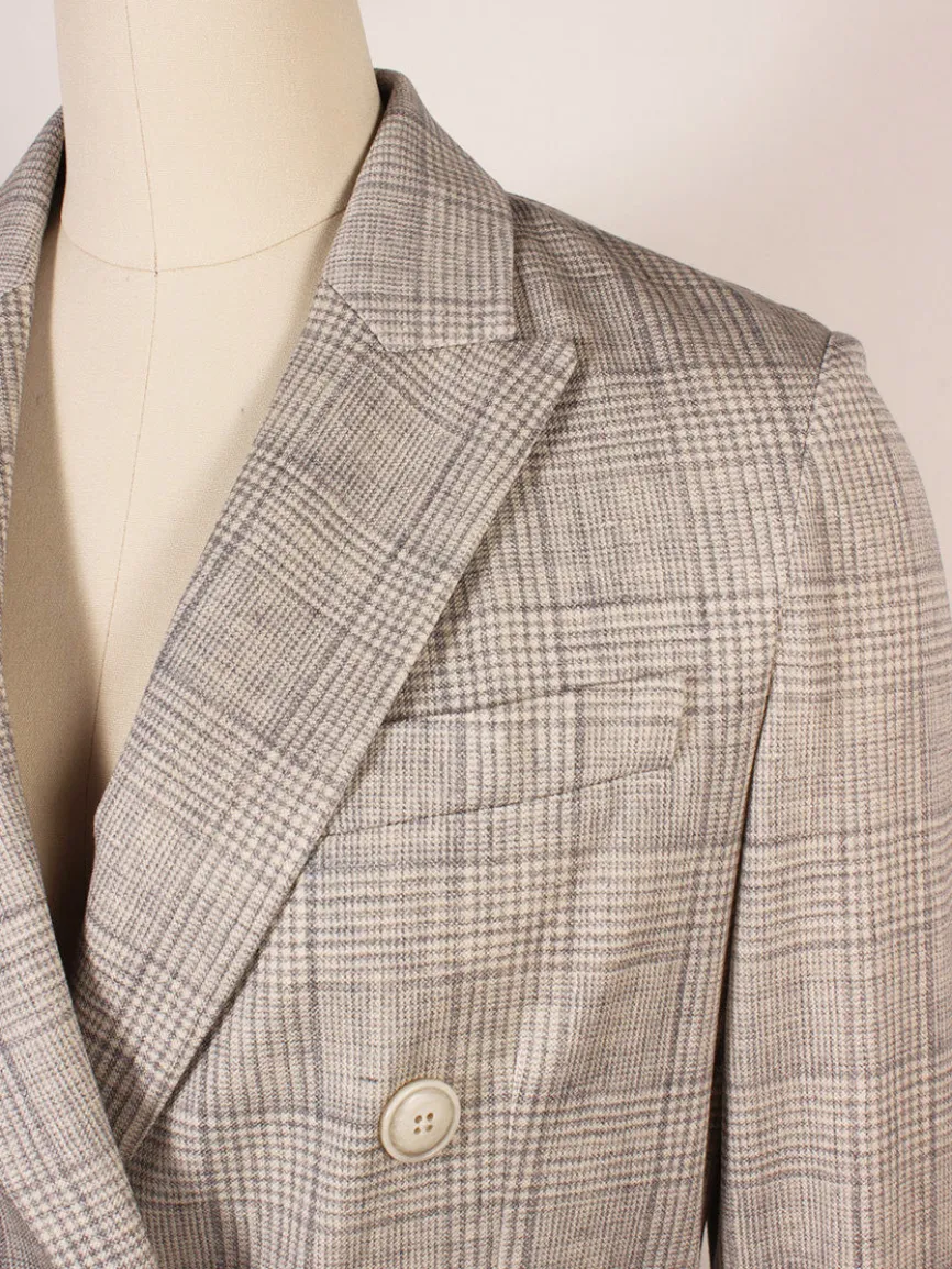 Circolo 1901 Prince of Wales Double-Breasted Jacket in Grey