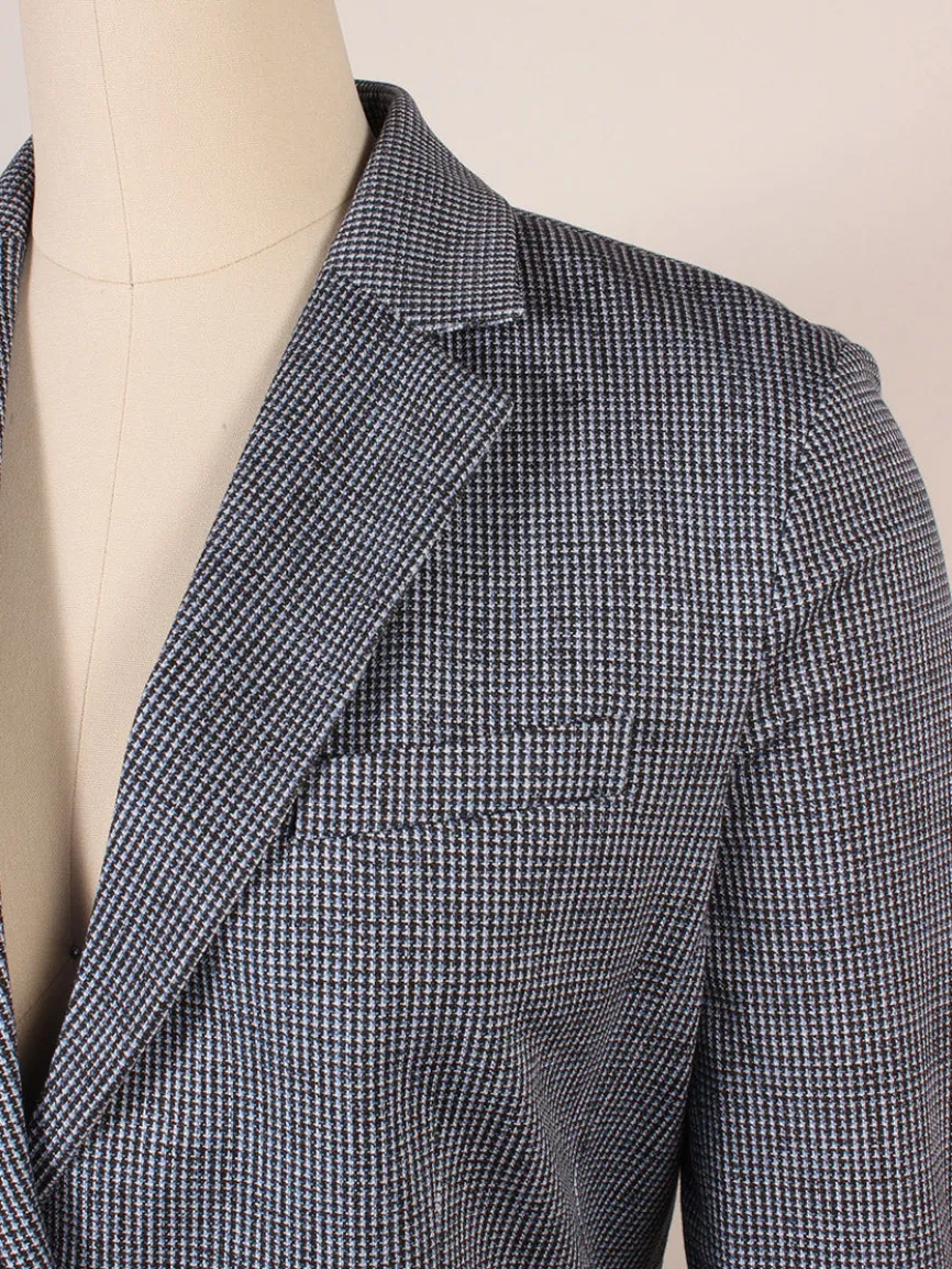 Circolo 1901 Slim Fit Mini Houndstooth Jacket in Blue