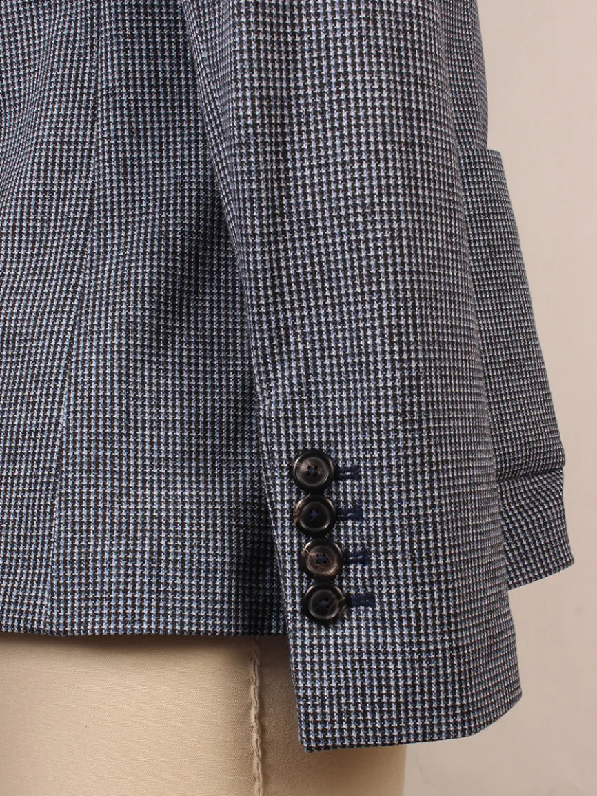 Circolo 1901 Slim Fit Mini Houndstooth Jacket in Blue