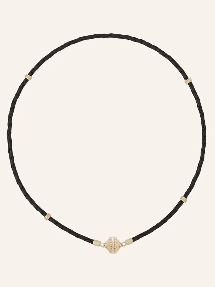 Clara Williams Aspen Braided Leather Black Mini Necklace