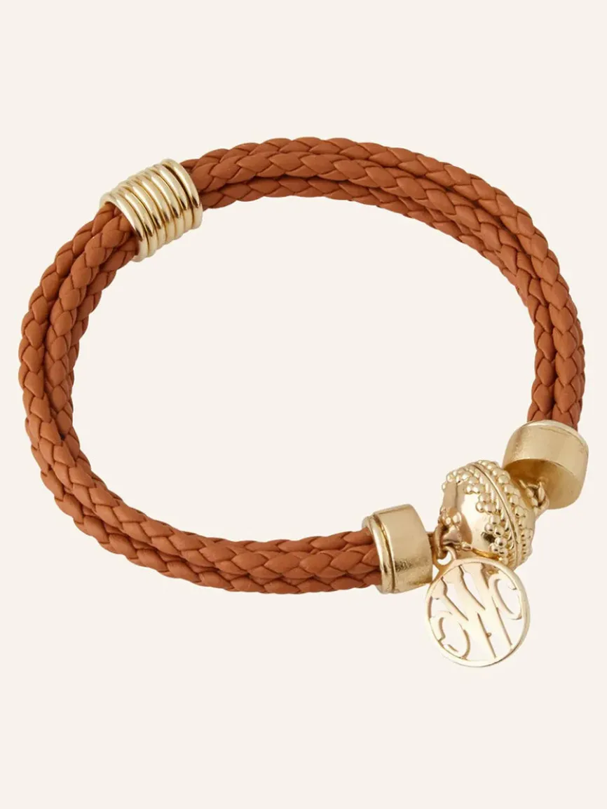 Clara Williams Wellington Braided Leather Brown Bracelet