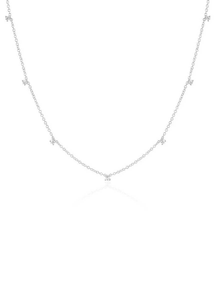 EF Collection 7 Prong Set Diamond Necklace in White Gold