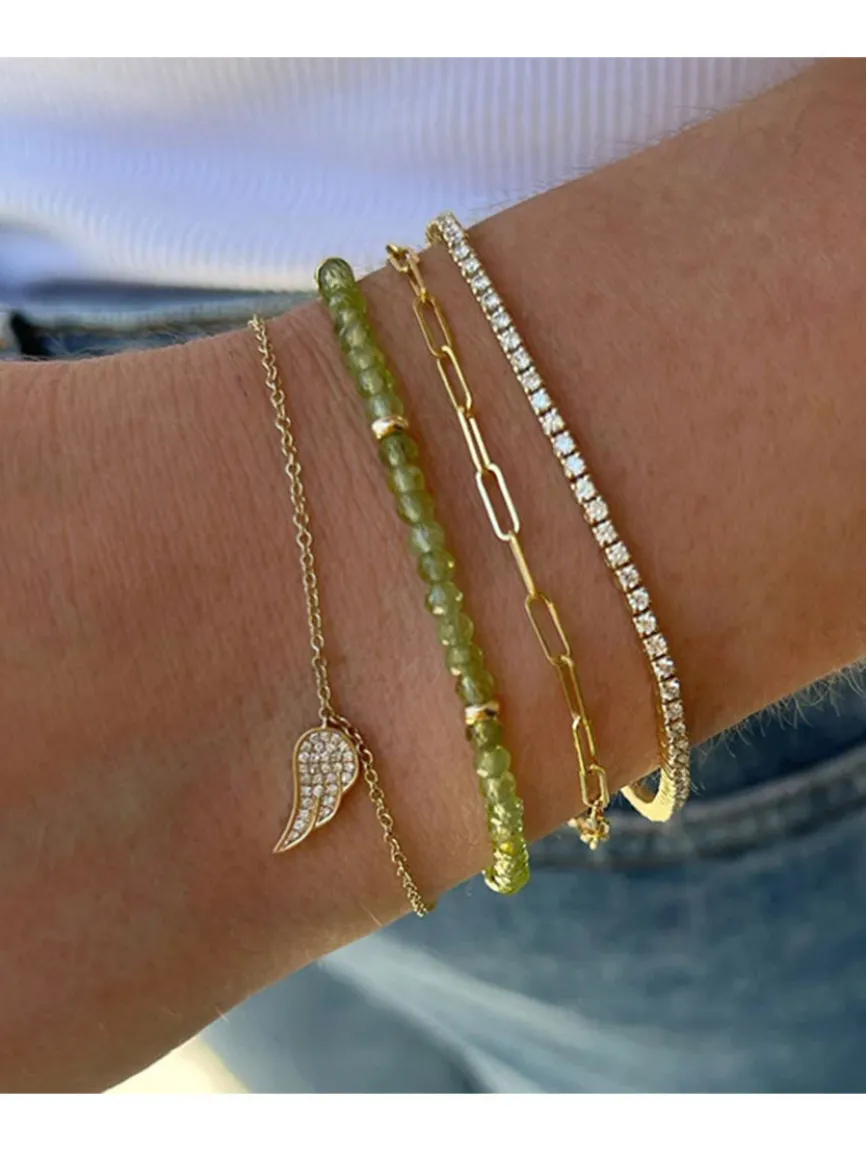 EF Collection Birthstone Bracelet with Gold Rondelles - Peridot