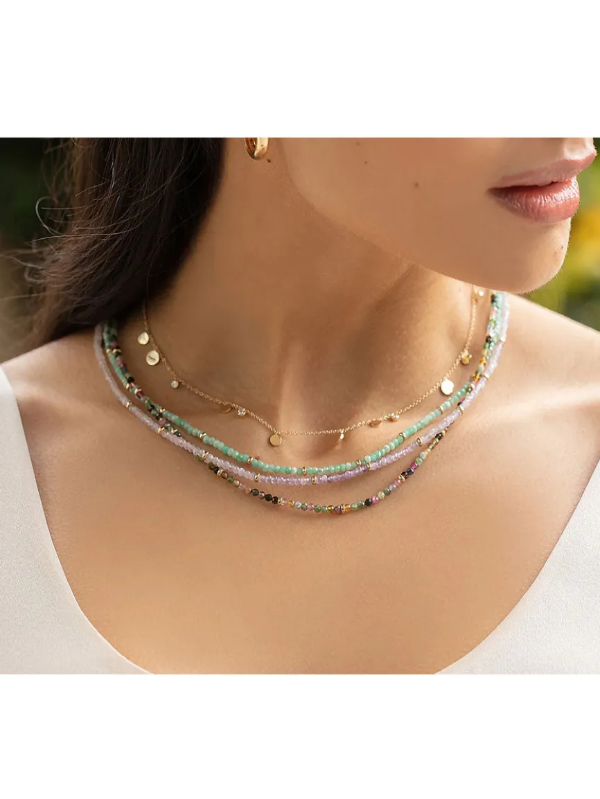 EF Collection Birthstone Necklace with Gold Rondelles - Tanzanite