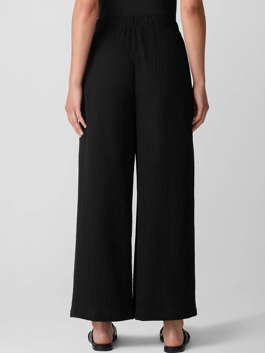 Eileen Fisher Organic Cotton Lofty Gauze Wide-Leg Pant in Black