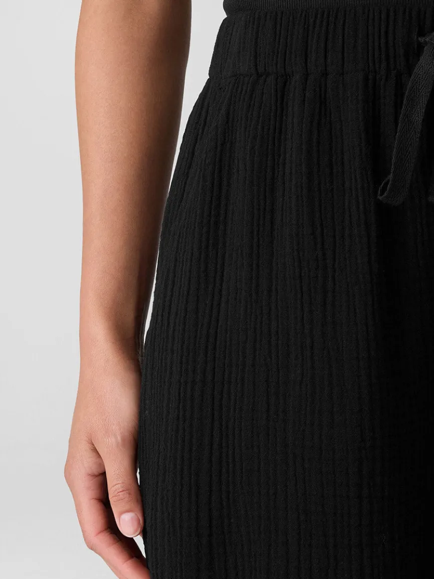 Eileen Fisher Organic Cotton Lofty Gauze Wide-Leg Pant in Black
