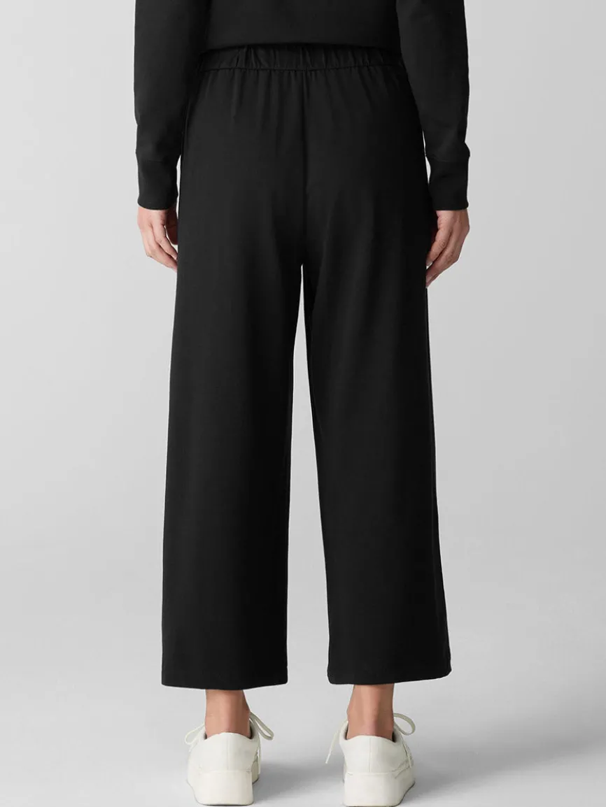 Eileen Fisher Pima Cotton Stretch Jersey Wide-Leg Pant in Black